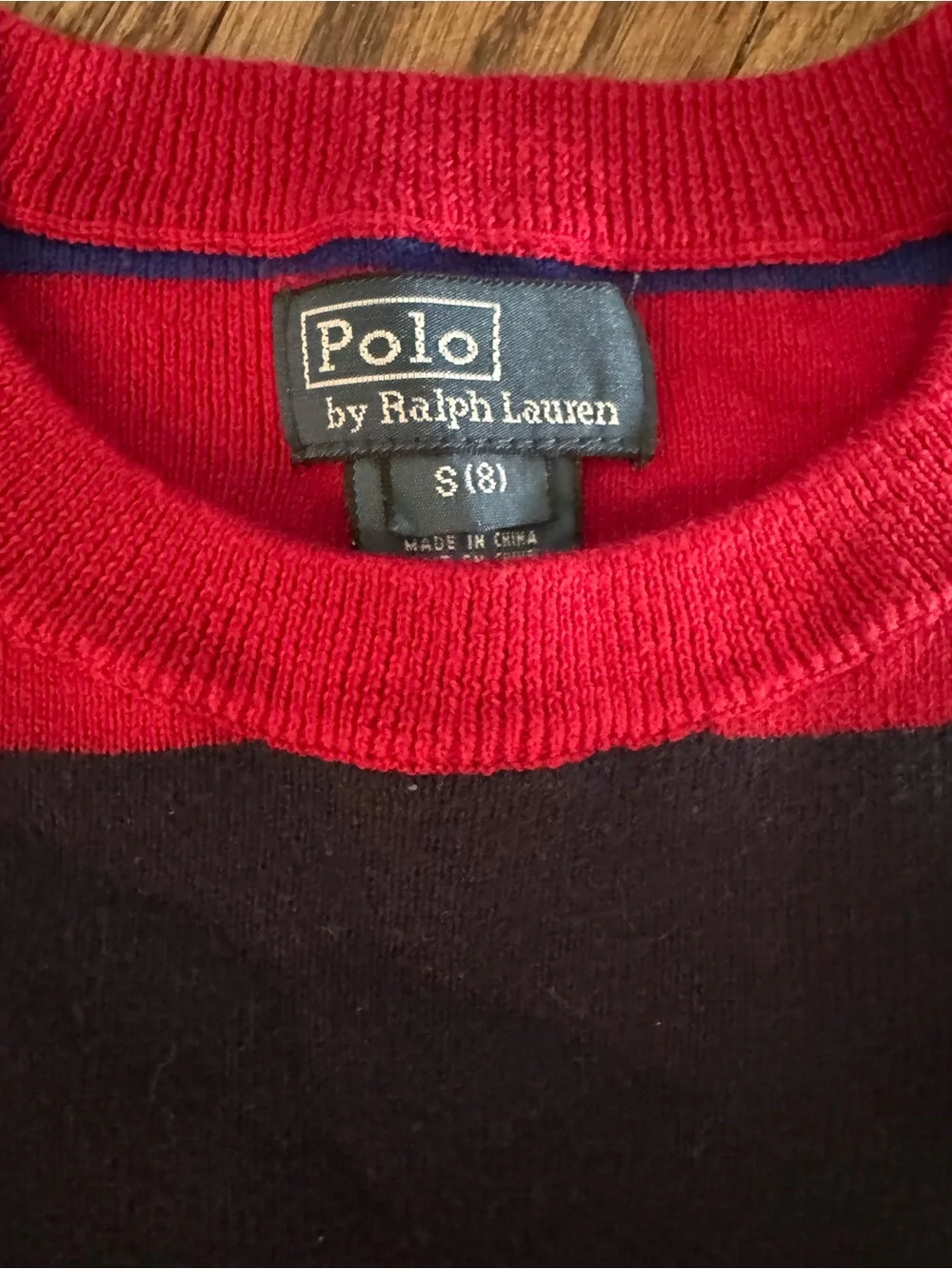 Ralph Lauren Red, Navy & Royal Blue Striped Boys Crewneck Sweater Size 8 School